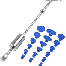 Qiilu Car Dent Repair Tools Dent Lifter Paintless Removal Kit Puller Grip PRO Slide Hammer T-Bar Tool + 18pcs Glue Puller Tabs for Vehicle SUV Car Auto Body Hail Damage Remover