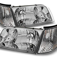 For Ford Crown Victoria Clear Replacement Headlights W/Corner Lamps 4pc Left + Right Pair Set