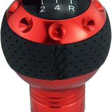 Lunsom 5 Speed Shift Knob Leather Manual Vehicle Gear Stick Shifter Lever Handle Head Fit Most Transmission Car (Gold&Black)