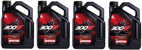 Motul 104129 Set of 4 300V Road Racing 15W-50 Motor Oil 1-Gallon Bottles