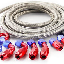 SUNROAD 8AN 15Ft Universal Braided Oil Fuel Line Hose Stainless Steel Nylon w/10PC Swivel Fitting Hose Ends & 2PC Hose Separators Kit