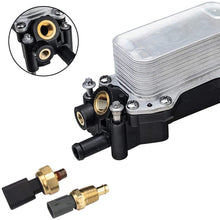 Engine Oil Cooler Filter Housing Adapter Assembly w/Intake Manifold Gaskets Lower & Upper Gasket Plenum Set, Temperature Sender Sensor, Oil Pressure Sensor