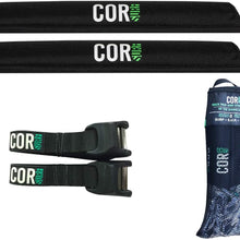 COR Surf Aero Roof Rack Pad and Premium No-Scratch Cam Buckle Tie Down Straps with Protective Silicone for Surf, SUP, Kayak and Canoe (28" Small Black)