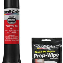 Dupli-Color ACC0419 Flame Red Exact-Match Scratch Fix All-in-1 Touch-Up Paint for Chrysler Vehicles (PR4) Bundle with Prep Wipe Towelette (2 Items)