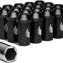 J2 Engineering LN-T7-005-125-BK 20Pcs M12 x 1.25 7075-T6 Aluminum 50mm Close-End Lug Nut w/Socket Adapter (Black)