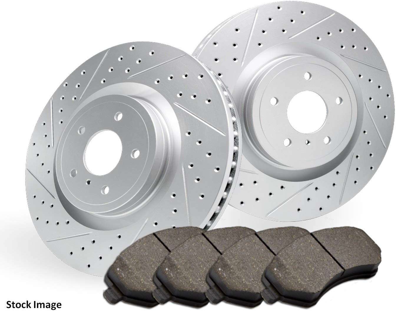2017 for Hyundai Tucson (NOTE: GAS) Rear Premium Quality Cross Drilled and Slotted Coated Disc Brake Rotors And Ceramic Brake Pads - (For Both Left and Right) One Year Warranty