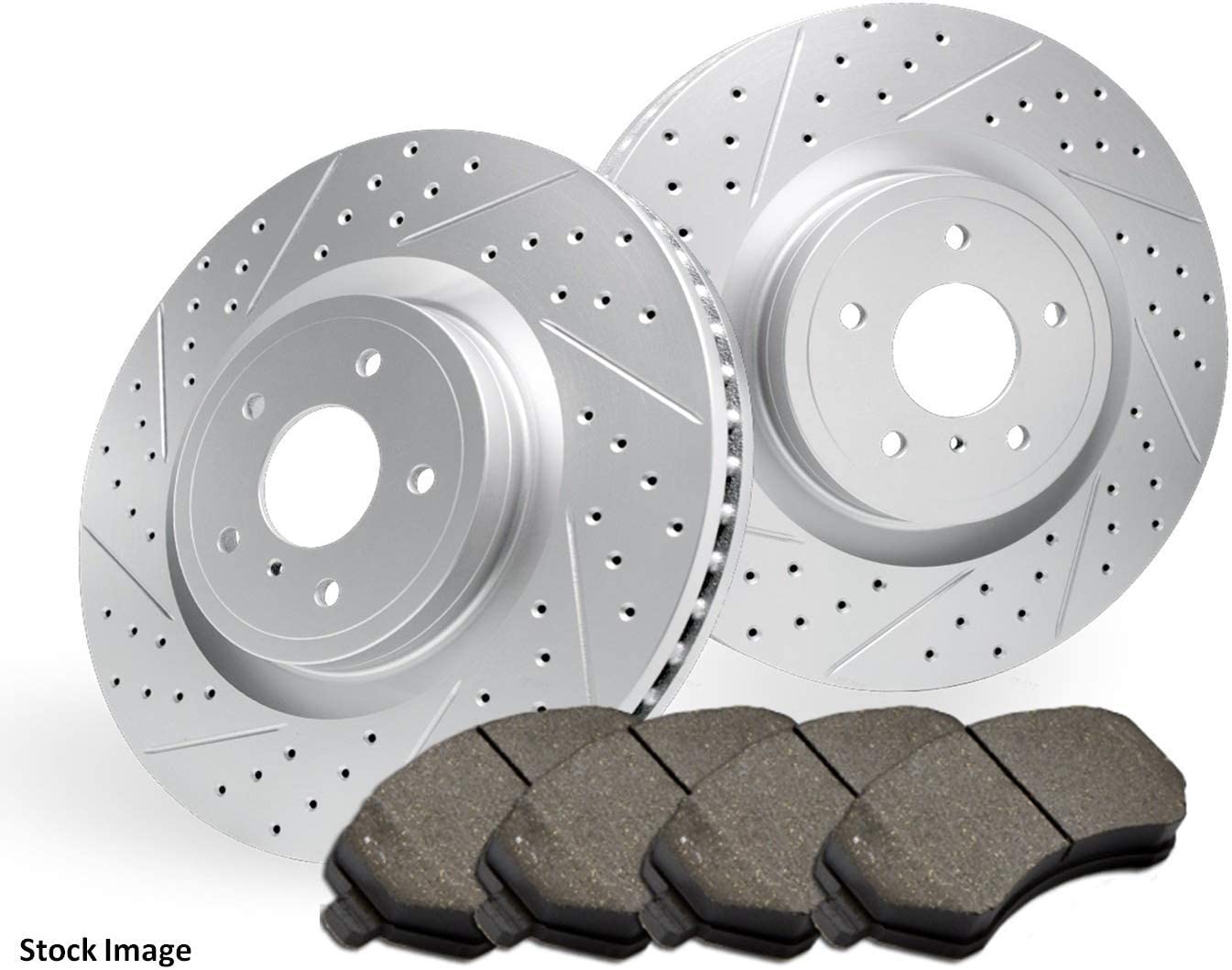 Stirling - 2014 for Nissan Rogue (NOTE: w/o 3rd Row Seat) Front Premium Quality Cross Drilled and Slotted Coated Disc Brake Rotors And Ceramic Brake Pads - (For Both Left and Right) One Year Warranty