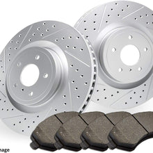2018 for Hyundai Tucson Rear Premium Quality Cross Drilled and Slotted Coated Disc Brake Rotors And Ceramic Brake Pads - (For Both Left and Right) One Year Warranty