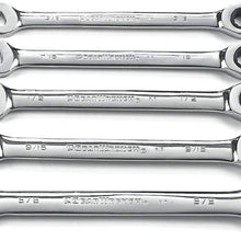 GearWrench 5 Pc. 12 Point Ratcheting Combination SAE Wrench Set - 93005, Silver