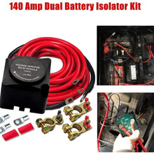12V 140A Dual Battery Isolator Auxiliary Isolation Kit Voltage Sensitive Relay and Wiring Cable Kit for Auto, Boat, RV