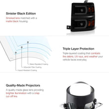 VIPMOTOZ Neon Tube Projector Headlight Assembly For 2014-2015 Chevy Silverado 1500 - Matte Black Housing, Smoke Lens, Driver and Passenger Side