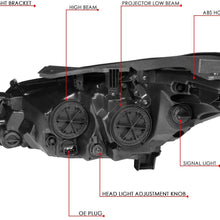 DNA MOTORING Black/Clear HL-OH-HSON15-BK-CL1 Factory Style Front Bumper Projector Headlight Lamp Set