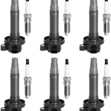 QYL Ignition Coil UF553 & Spark Plug 5019 LTR5GP Replacement for Ford Flex Taurus Edge Lincoln MKS MKT MKZ MKX Mercury Sable 3.5L V6 (Set of 6)
