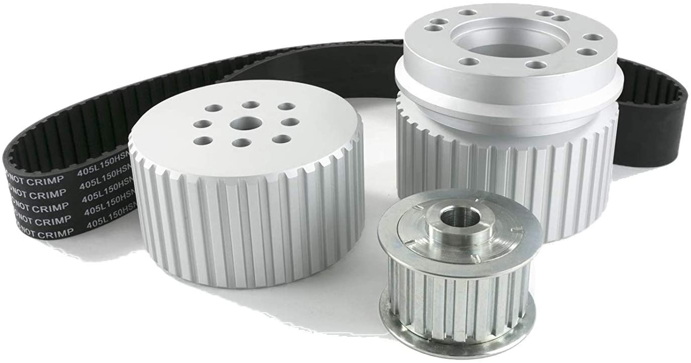 A-Team Performance Gilmer Style Pulley Kit V-Belt 302-351w Compatible with Ford SBF Small Block V8 Engine Silver