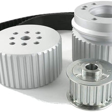 A-Team Performance Gilmer Style Pulley Kit V-Belt 302-351w Compatible with Ford SBF Small Block V8 Engine Silver