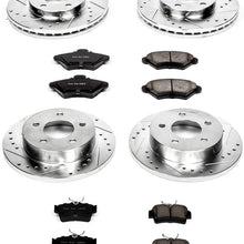 Power Stop K1300 Front & Rear Brake Kit with Drilled/Slotted Brake Rotors and Z23 Evolution Ceramic Brake Pads,Silver Zinc Plated