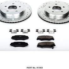 Power Stop K1563 Rear Brake Kit with Drilled/Slotted Brake Rotors and Z23 Evolution Ceramic Brake Pads,Silver Zinc Plated