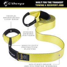 Tow Recovery Strap 3'' x 20' - Recover Your Vehicle Stuck in Mud/Snow - Heavy Duty Winch Snatch Strap - Protective Loops, Water-Resistant - Off Road Truck Accessory - Bonus Storage Bag