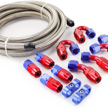 SUNROAD 8AN 15Ft Universal Braided Oil Fuel Line Hose Stainless Steel Nylon w/10PC Swivel Fitting Hose Ends & 2PC Hose Separators Kit