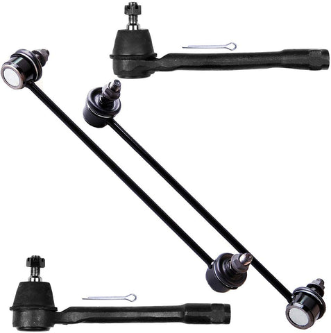 SCITOO 4pcs Front Suspension Kit - 2 Stabilizer Sway Bar End Link 2 Front Outer Tie Rod End Fit 2006 2007 2008 2009 2010 2011 For Kia Rio/Kia Rio 5 ES800349 ES800350 K80858 K80859