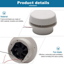 Denpetec Round Vent Exhaust Fan 12V Top-Mounted Round Vent, 60CFM Roof Ventilation Ceiling Mount Exhaust Fan for RV Car Motorhome Trailer Travel Caravan Marine Boat (White)