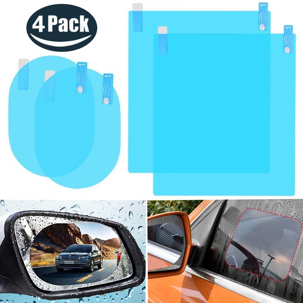 4PCS Car Rearview Mirror Film - Car Side View Mirror HD Clear Anti-Fog Anti-Glare Rainproof Waterproof Mirror Window Film Protector Safe Driving for Car Mirrors and Side Windows