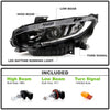 For 2016-2020 Honda Civic Halogen Model Black Housing Projector Headlights Headlamps Assembly Replacement Pair, Driver & Passenger Side
