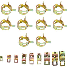 Senyar Hose Clamps Fastener,100 Pcs 10 Sizes Autos Spring Steel Clip Fuel Oil Water Hose Pipe Tube Clamp Fastener