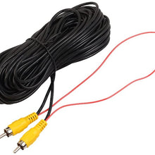 Car Bus Trailer Truck RCA Reverse Rear View Parking Camera Video Cable with Detection Wire Reverse Trigger Cord for GPS Navigation (12 Meters/40FT)