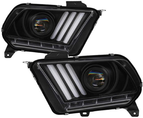 Spyder PRO-YD-FM13HID-BK Black Sequential Turn Signal Projector Headlights for 13-14 Ford Mustang