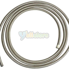 5FT 6AN Silver Nylon Stainless Steel Braided Fuel Hose Oil Line Hose 5Feet 6AN