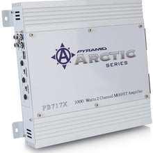 PYRAMID 2 Channel Car Stereo Amplifier - 1000W Dual Channel Bridgeable High Power MOSFET Audio Sound Auto Small Speaker Amp Box w/ Crossover, Variable Gain Control, RCA IN/OUT, LED Indicators - Pyle PB717X