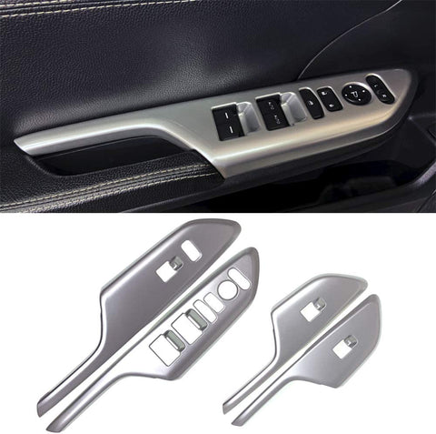 Window Lift Switch Panel Door Mirror Adjustment Lock Cover Silver For Honda 10th Gen Civic 2016 2017 2018 2019 2020
