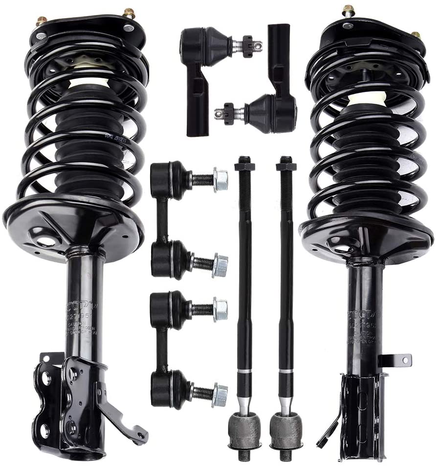 LSAILON Suspension Kit Front Strut Coil Spring Stabilizer Bar Link Kit Tie Rod End Replacement for 1998-2002 Chevrolet Prizm 1993-2002 Toyota Corolla