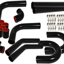 SUNROAD Universal 3" Inch Aluminum Intercooler Piping U-Pipe Kit & Coupler & T-Bolt Black