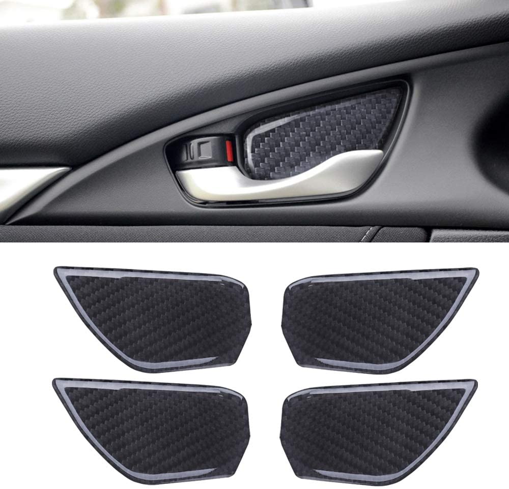 QianBao Compatible with Carbon Fiber Inner Door Handle Bowl Cover Wrist Trim Sticker for Honda Civic 2016 2017 2018 2019