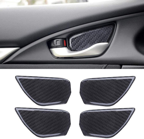 QianBao Compatible with Carbon Fiber Inner Door Handle Bowl Cover Wrist Trim Sticker for Honda Civic 2016 2017 2018 2019