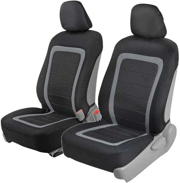BDK FreshMesh Car Seat Covers, Full Set (Gray Accent) – Front and Back Seat Cover Set with Modern Sideless Design, Universal Fit for Car Truck Van and SUVs