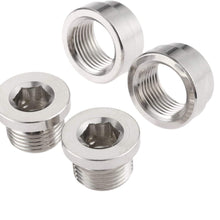 Aupoko O2 Oxygen Sensor Bung and Plug Kits, Stepped Weld Bungs, Universal Thread M18 x 1.5mm, Made by Premium Iron and Chromed(2 Bungs and 2 Plugs)
