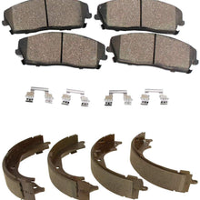 Detroit Axle - Front Ceramic Brake Pads + Rear Ceramic Brake Shoes w/Hardware Clips for 2009 2010 2011 2012 2013 Chevy Silverado 1500 GMC Sierra 1500 Rear Drum Brake Models ONLY