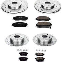 Power Stop K2742 Front & Rear Brake Kit with Drilled/Slotted Brake Rotors and Z23 Evolution Ceramic Brake Pads,Silver Zinc Plated