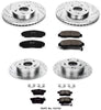 Power Stop K2742 Front & Rear Brake Kit with Drilled/Slotted Brake Rotors and Z23 Evolution Ceramic Brake Pads,Silver Zinc Plated