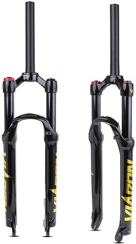 YHBM Bicycle Fork Bike Air Forks,26 27.5 29 Inch Suspension Fork,Cycling Straight Tube Shoulder Control MTB Shock Absorber Unisex's Travel 100mm Air Fork
