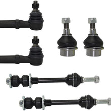 Detroit Axle - 6pc Front Lower Ball Joints, Sway Stabilizer Bar Links and Outer Tie Rod Kit for 2002 2003 2004 2005 Dodge Ram 1500 2WD