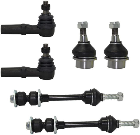 Detroit Axle - 6pc Front Lower Ball Joints, Sway Stabilizer Bar Links and Outer Tie Rod Kit for 2002 2003 2004 2005 Dodge Ram 1500 2WD