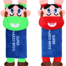 HoDrme Super Mario Car Seat Belt Covers-Plush Mario Brothers Safty Belt Protector Cushions Shoulder Pads, 2 Pieces