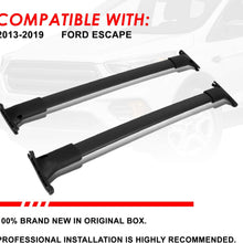 OE Style Matte Black Aluminum Roof Rack Rail Cross Bars w/ABS Mounting Brackets Replacement for Ford Escape 13-19