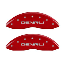 MGP Caliper Covers 34208SDNLRD Red Powder Coat Finish Front and Rear Caliper Cover, Set of 4 (Denali Silver Characters, Engraved)
