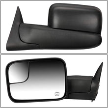 Replacement for Dodge RAM Black Heated Power Manual Foldable Towing Side+Corner Blind Spot Mirror