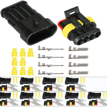 HIFROM 10 Kit 4 Pin Way Waterproof Electrical Connector 1.5mm Series Terminals Heat Shrink Quick Locking Wire Harness Sockets 20-16 AWG